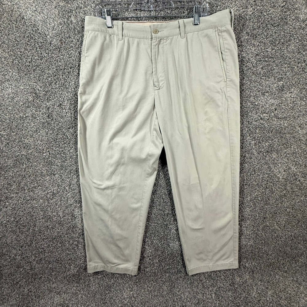 Tommy Bahama Men's Khaki Stretch Chino Pants 36x30 Cotton Tencel Flat Front